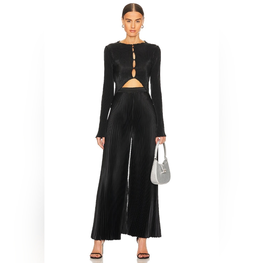 L'idee Bissou Plisse Black Dress Pants- Holiday Party Pants Sz 8/S
